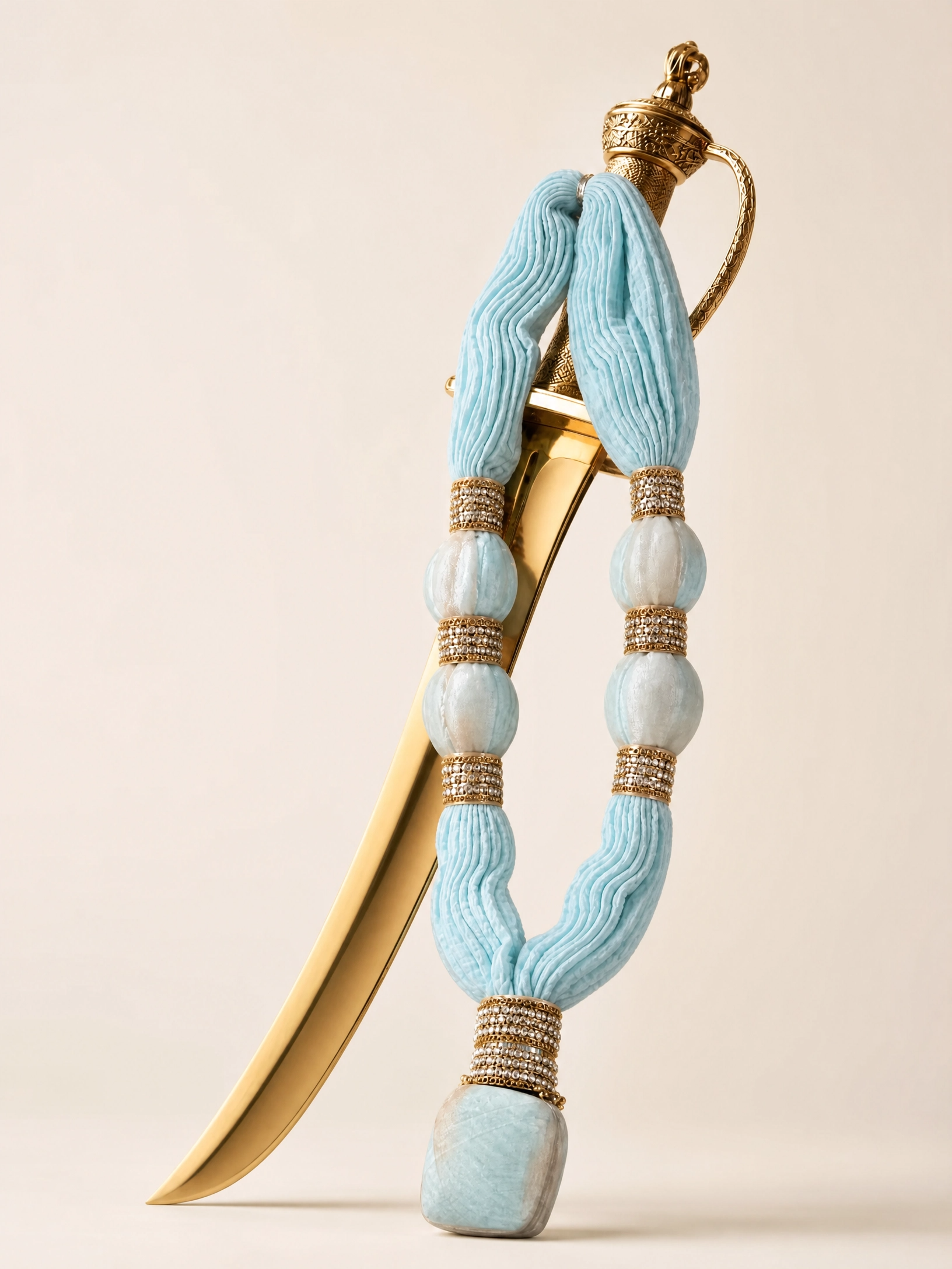 Raj Maala — Sapphire blue, on a gilt talwar