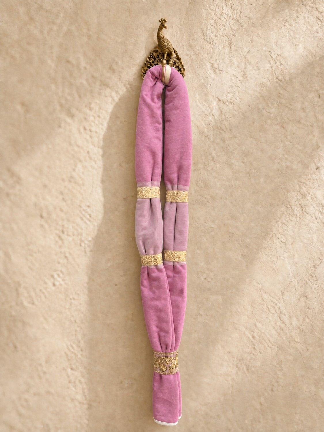 The Veeram Maala — rose pink cotton muslin garland
