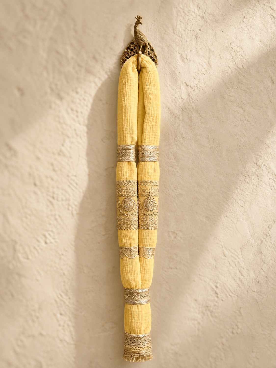 The Veeram Maala — pale yellow cotton muslin garland