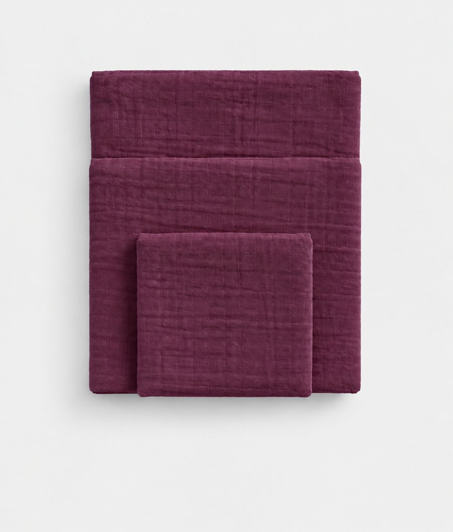 Grape Juice cotton muslin towel set, folded