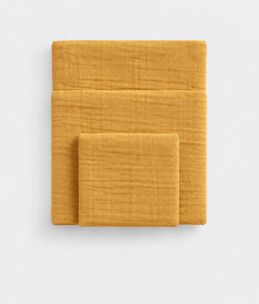 Summer Sun cotton muslin towel set, folded